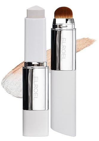 ELROEL BLANC Cover Cream Stick V - Korean Color-Changing Foundation with Detachable Brush - Full to Medium Coverage Base Makeup (201 Light, 0.45 oz)