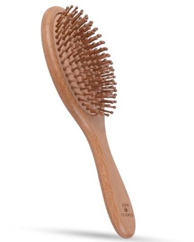 Bamboo Brush for Hair Growth – Natural Bristle Brush w/Wooden Paddle for Detangling, Reducing Breakage & Scalp Massage - For Thick, Thin, Curly, Dry, Wet Hair - Ergonomic Handle Ideal for Women & Men
