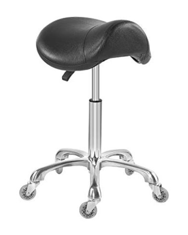 Antlu Saddle Stool Chair for Massage Clinic Spa Salon Cutting, Saddle Rolling Stool with Wheels Adjustable Height (Black)