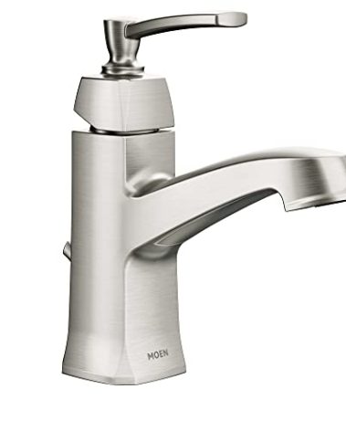 Moen Conway Spot Resist Brushed Nickel One-Handle Single Hole or Centerset Bathroom Faucet with Drain Assembly, WS84923SRN