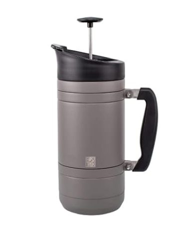 BruTrek Basecamp Coffee Press - Double Wall Vacuum Insulated Stainless Steel - Bru-Stop Technology, No Grounds in Coffee, No Spill Lid (Storm Gray, 48 fl.oz)
