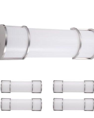 ASD LED 18" Vanity Flush Mount Light Fixture, Linear Bathroom Lighting Bar | 3CCT, Dimmable, Energy Star, ETL Listed | 20W 1650LM 3000-5000K 120V | Long Bath Wall Sconce Over Mirror | Nickel, 4 Pack