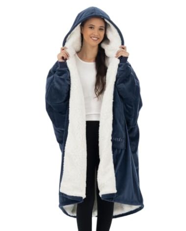 THE COMFY Original Full Zip | Sherpa Lined Microfiber Fleece Wearable Blanket, Seen on Shark Tank, One Size Fits All, Warm & Cozy Gifts