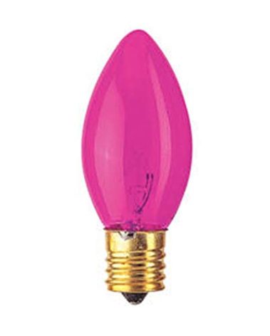 Bulbrite 7C9TP 7W C9 Christmas Light, Transparent Pink