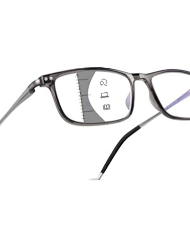 Superb Extremely Light Progressive Multifocus Reading Glasses Men,Aluminum Arm TR90 Frame Blue Light Blocking Multifocal Computer Readers Spring Hinge (for Mid-Near Range Superb 3ft) +2.0, Grey