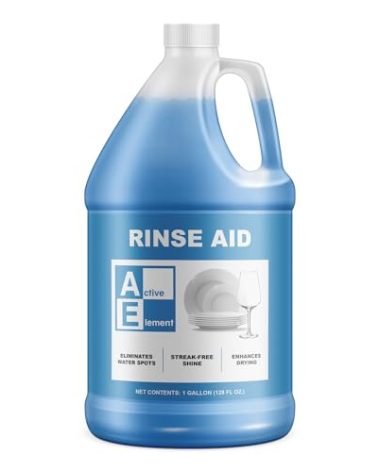 Active Element Dishwasher Rinse Aid - 1 Gallon - Extra Strength – Eliminates Water Spots - Sreak Free Shine - Enhances Drying - Dishwasher Rinse Aid Liquid