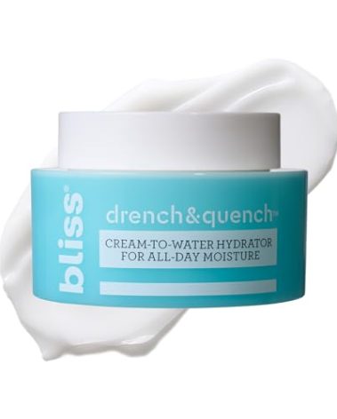 Bliss Drench & Quench Hyaluronic Acid Cream to Water Moisturizer | Lightweight Face Cream with 4 Types of Hyaluronic Acid for All Day Hydration and Plump Skin | Clean Vegan & Cruelty Free 1.7 fl oz