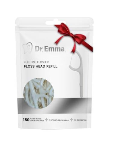 Dr. Emma Floss Picks, Replaceable Floss Head for Electric Flosser, Flosser Kit for Teeth Cleaning, Gum Stimulator, 150 Count