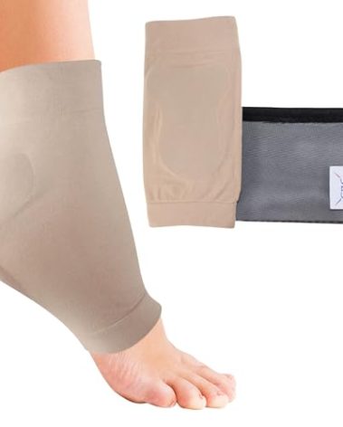 CRS Cross Achilles Heel Gel Sleeves. 1 Pair of Premium Padded Compression Gel Sleeve Socks for Cushion and Protection of Haglunds Bump, Achilles Tendonitis, and Bursitis (One size fits most)