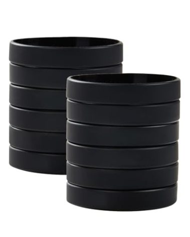 BRANDWINLITE Wholesale 12pcs/pack Blank Color Silicone Rubber Wristbands Bracelets for Party Favors,Events,Sports,Funny,Classroom playing,Training,Office Use and for Teens,Men & Womens,Unlimited Office and Household Multiple Use-BLACK 8"