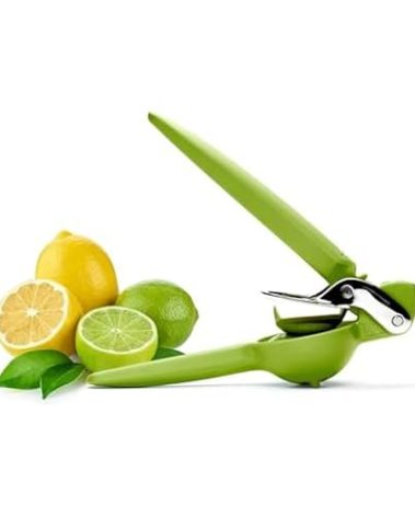 Chef'n FreshForce Lemon Squeezer Citrus Juicer, Manual Hand Press with Dual-Gear Power for Maximum Juice Extraction, Durable, Lime Green