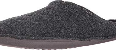 Crocs unisex adult Men's and Women's Classic | Fuzzy Slipper, Black/Black, 14 Women 12 Men US