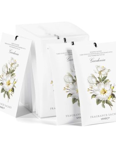 MYARO Scented Sachet House Air Freshener - 12 Pack Long Lasting Gardenia Fragrance Deodorizer for Home Closet Drawer Car