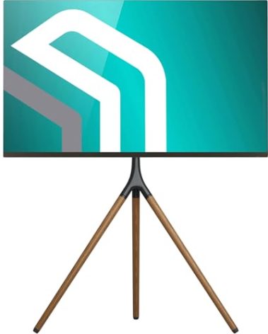 ONKRON Easel TV Stand for 32-65 Inch Screen up to 77 lbs, Height Adjustable TV Tripod Stand with 360° Swivel, Corner TV Floor Mount max VESA 400x400, Modern Floor TV Stand, Beech Wood Legs Black