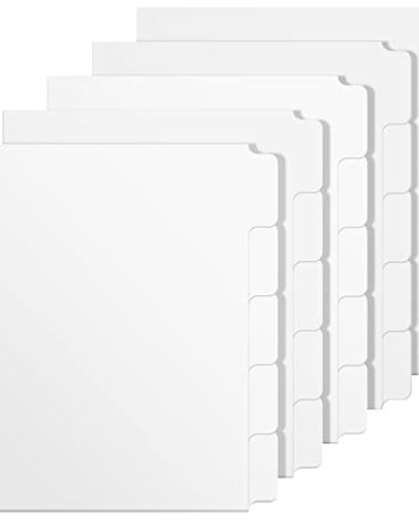 3 Ring Binder Dividers with 5 Tabs, Write & Erase Plastic Binder Dividers Durable 3 Hole Punch Dividers Letter-Size 1/5 Cut Big Tabs Dividers, 5 Set, 25 Dividers Total
