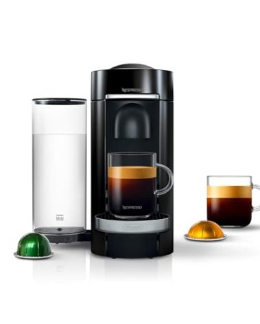 Nespresso VertuoPlus Deluxe Coffee and Espresso Machine by De'Longhi, 37 Oz, Black