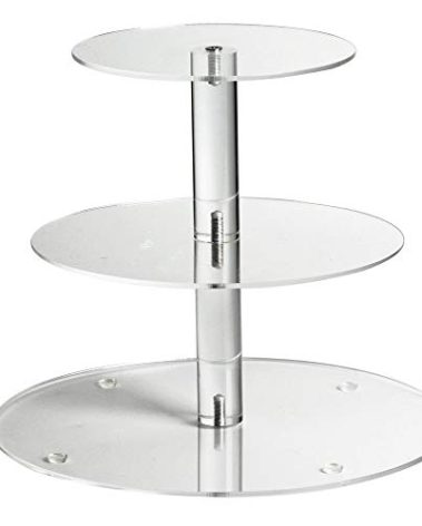 Acrylic Cupcake Stand, Clear Dessert Display Hoder Stand With Base for Wedding, Party, Baby Shower, Get-together, 3 Tier Round, Transparent