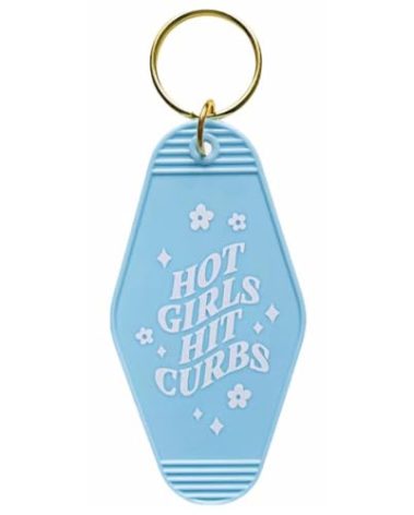 Lemua Hot Girls Hit Curbs Motel Keychain Blue Funny Key Ring for Her Car Accessories Hotel Key Chain for Women