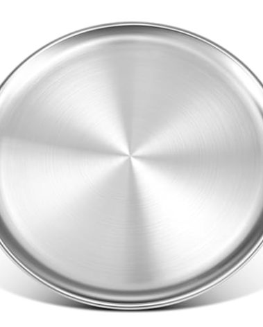 Yuiicaov Stainless Steel Pizza Pan 16 inch, Pizza Pan for Oven, Steel Pizza Tray, Thick Round Pizza Plate Pizza Baking Sheet, Easy Clean & Dishwasher Safe, Set of 1