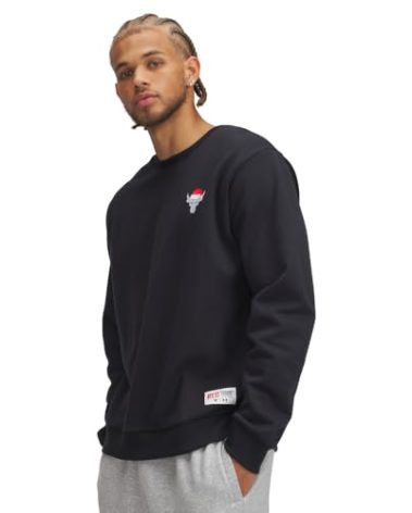 Under Armour Men's Project Rock Red One Sleighin Gains Crew Neck Sweatshirt, (001) Black / / White, XX-Large