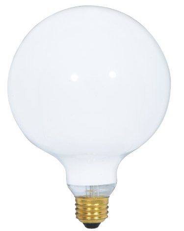 Satco S3003 120-Volt 100-Watt G40 Medium Base Light Bulb, Gloss White