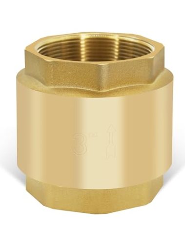 3" NPT Brass Vertical Check Valve, NPT Thread Vertical Lead-Free In-Line Spring Check Valve, Non Return One Way Counterflow Valve to Prevent the Medium Backflow for Oil Water Gas Air DN80