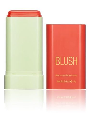 Tiejdhr Multi-Use Makeup Blush Stick, 3-in-1 Cream Blush Stick Beauty Tinted Solid Blush Stick for Cheek/Eyes/Lips, Waterproof Moisturizer Stick, Suitable for All Skin (03# Coral Orange)