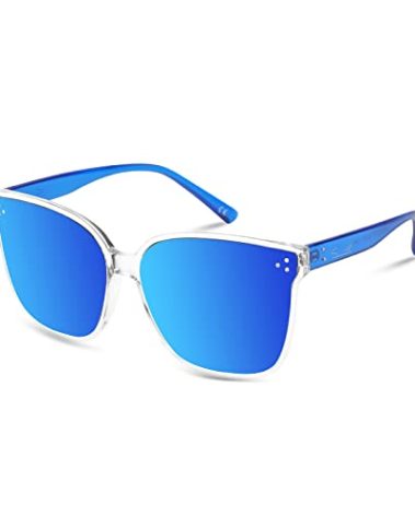 Sumato Sunglasses Womens, Oversized Blue Sunglasses for Women with Trendy Mirrored Lens UV400 Blocking