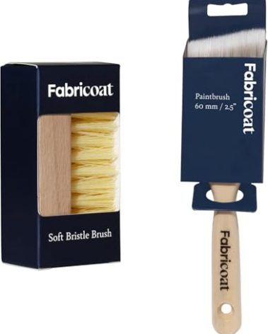 Fabricoat Brush Combo – Cleaning Brush and 60mm/2.5 inch Angled Cutting in Paint Brush – Wooden Handles - Use to Clean and Apply Fabricoat Fabric Paint