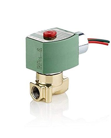 ASCO 8262H202-120/60,110/50 Brass Body Direct Acting General Service Solenoid Valve, 1/4" Pipe Size, 2-Way Normally Closed, Nitrile Butylene Sealing, 5/32" Orifice, 0.52 Cv Flow, 120V/60 Hz, 110V/50 H