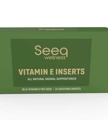 Seeq Wellness Vitamin E Suppositories - Vaginal Dryness and Iritation Relief - Menopause Support - All Natural Feminine Care - 35 IU - 24 Count