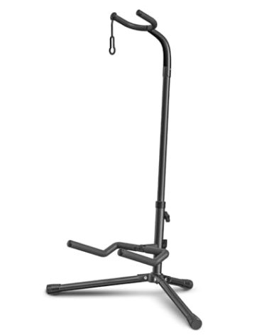 GLEAM Guitar Stand - Adjustable Fit Electric, Classical Guitars and Bass, Load Capacity 20LB, Accessories, Folding Type Black (CG-4)