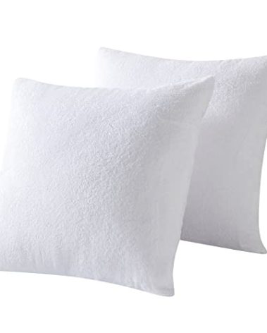 Waterproof Feather Proof Pillow Protectors 20x20 with Zipper Pack of 2 Soft Bamboo Viscose Terry Zippered Square Pillow Covers for Throw