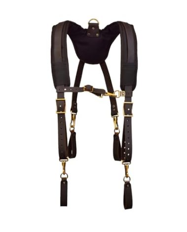 OX Tools Pro Oil Tanned Leather Tool Belt Suspenders for Men - Heavy Duty & Padded Support w/Adjustable Chest Strap OX-P263501 - Tirantes Para Bolsas de Construccion