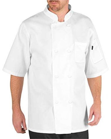 Chef Code Mens Short Sleeve Unisex Classic Coat Chefs Jackets, White, Large