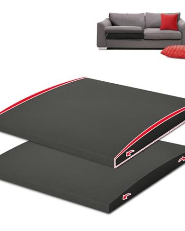 HAVARGO Couch Cushion Support for Sagging Seat 20X20X2 Inches Couch Supports for Sagging Cushions, High Density Foam Sofa Cushion Support with Anti Slip Mesh Fabric Dark Grey Set of 2