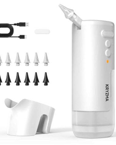 12 Tips Family Pack Kryzma S08 Electric Ear Cleaner, Ear Irrigation Flushing System with 3 Pressure Modes , Ear Cleaning Kit with Basin, USB Rechargable