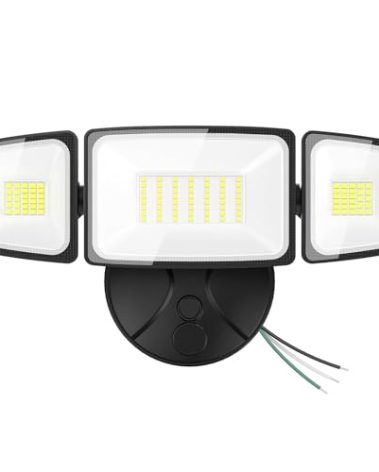 Onforu 75W Flood Lights Outdoor, 7000LM Brightness Security Lights Switch Controlled, 3 Adjustable Heads, IP65 Waterproof, 6500K Wall Mount Exterior LED Flood Light