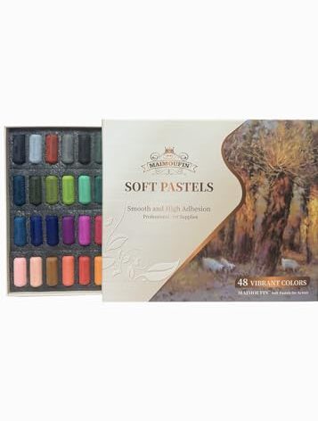 MAIMOUFIN Soft Pastels for Artists Highly Pigmented Sticks 48 Vibrant Colors Professional Grade Art Supplies Smooth Blendable Pastels Set for Drawing,Painting Artists,Beginner