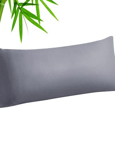 BEDELITE Body Pillow Cover, Rayon Made from Bamboo, Cooling Body Pillow Pillowcase for Hot Sleepers and Night Sweats, Breathable & Silky Soft Full Long Pillow Case Cover (Grey, 20x54 Inches)