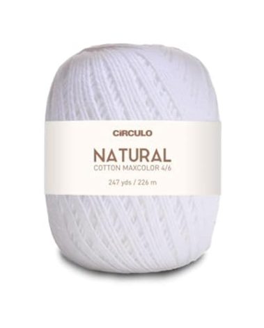 Natural Cotton Maxcolor 4/6 by Círculo – 247 yds, 7 oz – Light Worsted – 100% Brazilian Virgin Cotton (Pack of 1 Ball) (8001)