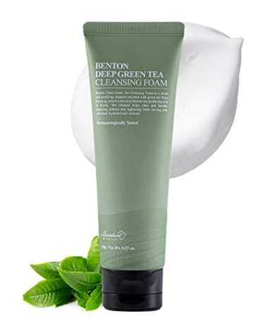 BENTON Deep Green Tea Natural Face Wash (4.23 oz.) - Hydrating and Gentle Facial Cleanser for Various Skin types, Korean Foaming Facial Cleanser