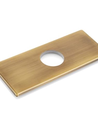 gotonovo 6 inch Rectangle Deck Mount Faucet Plate,Faucet Hole Cover Escutcheon Plate for Kitchen or Bathroom Sink 1 Hole or 3 Hole 4 Inch Centerset Antique Brass