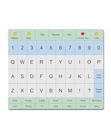 Adult Communication Board - Non-Slip, Portable Letter Chart for Non-Verbal, Stroke Recovery, Effective Visual Aids for Non-Speaking Patients, Pain Scale, QWERTY or ABC (QWERTY)