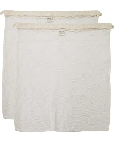 Simple Ecology Organic Cotton Mesh Laundry Bag; Machine Washing Bags for Delicates, Lingerie and Garments, X-Large 2 pack