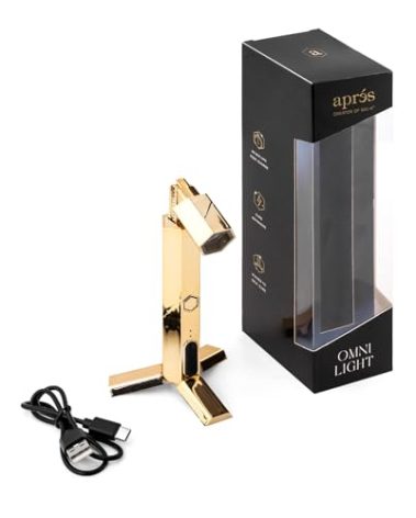 APRÉS Omni Light, Gel-X UV LED Lamp, Flash Curing Wand, Handheld or Standing Cordless Nail Lamp for Gel Nails (Gold)