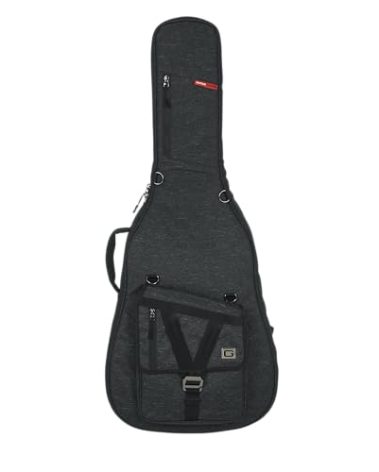 Gator Cases Transit Series Lightweight Jumbo Acoustic Guitar Gig Bag with Backpack Straps and Rubberized Base, Charcoal Black Exterior (GT-JUMBO-BLK)
