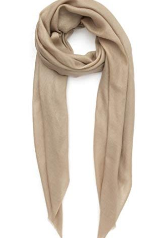 Cashmere scarf Made in Kashmir India (gift box) Smart Merino Wool Silk Cashmere Blend Extremely Soft Long Scarf Women Men Pashmina Fall Winter Eggnog Beige B