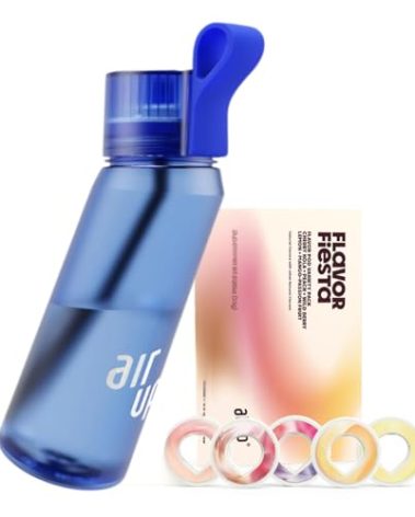 air up® water bottle (22 oz) for school, sports, gym | includes 5 scent pods & straw | flavored bottle in blue – also for kids, boys, girls | no calories, sugar-free and suitable for carbonation