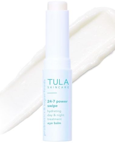 TULA Skin Care 24-7 Power Swipe Hydrating Eye Balm - Dark Circle Treatment, Instant Brightening, Portable - 0.23oz